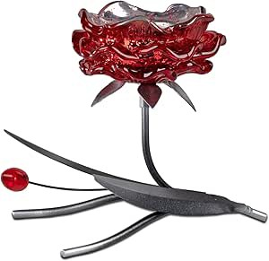 1 Stück Teelichtleuchter Leuchter Tischlicht1flm. 15cm Blüte rot aus Metall sortierter Artikel