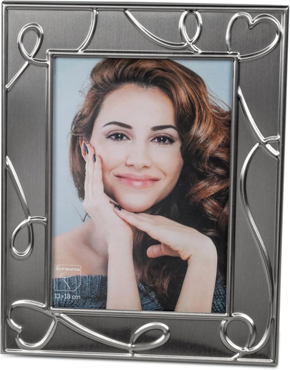 Formano Fotorahmen, Bilderrahmen für Fotoformat 10x15cm Herz Silber