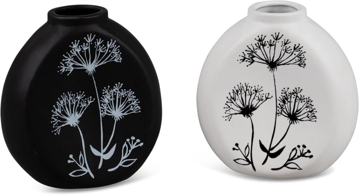 Formano 1 Stück Blumenvase Dekovase Vase aus Keramik Vase 17x18cm  schwarz o. weiss - bitte Mail welche gewünscht