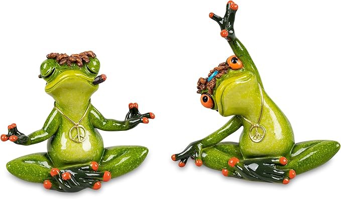 2er Set Yoga Frosch Deko Figur Dekofigur Frösche Tierfigur Froschfigur