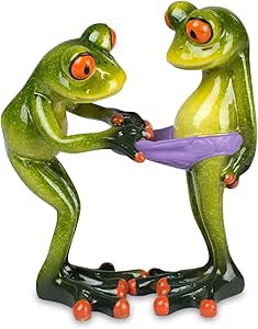 Froschpaar 14cm aus Kunststein mit glänzender, handbemalter Oberfläche