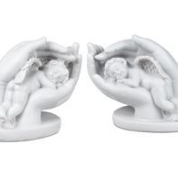 1 von 2 Dekorativer Engel in der Hand Keramik klassik weiss  12cm - Geschenke zur Geburt o. Taufe - Asuwahl nach Verfügbarkeit