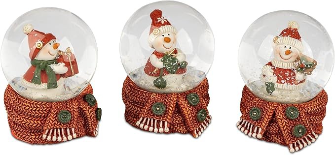 1 Stück von 3 Weihnachtliche Schneekugel Winter Schüttelkugel 7cm Classic-rot