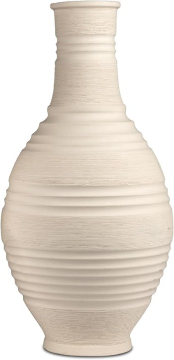Dekorative schwere Bodenvase 55cm Creme-Matt aus Keramik gefertigt