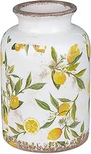 formano Deko Vase Vintage Lemon | Blumenvase mit Zitronen im Old Look | 21x10 cm