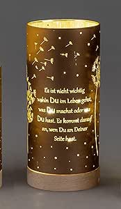 Dekoration 1 Stück Deko-Licht 15cm mit Spruch und Timer-braun m. holzsockel-Es ist nicht wichtig..