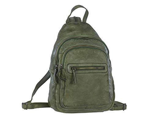 Bear Design Rucksack Leder Cityrucksack Backpack grün für Damen 