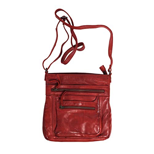 Bear-Design Umhängetasche Leder rot Damentasche