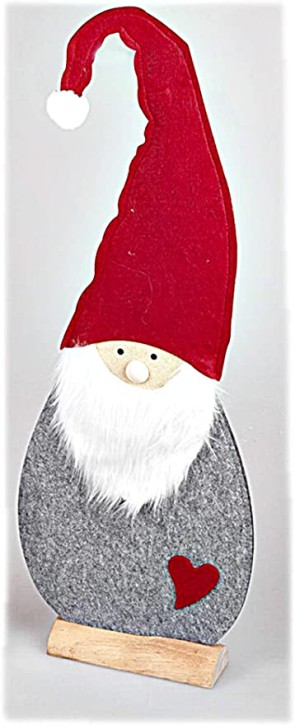 Nikolaus Figur grau-rot auf Holz-Sockel 80cm