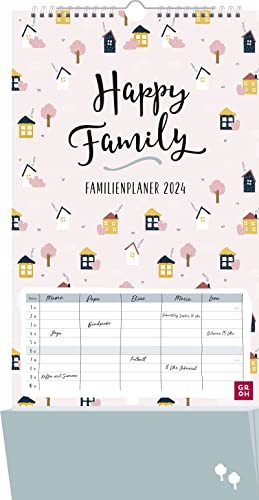Happy Family - Familienplaner 2024: Familienplaner mit 5 Spalten und Zetteltasche