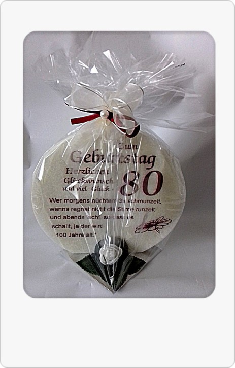 Geschenk Kerze zum 80. Geburtstag 215g Grundpreis 139,30€/kg