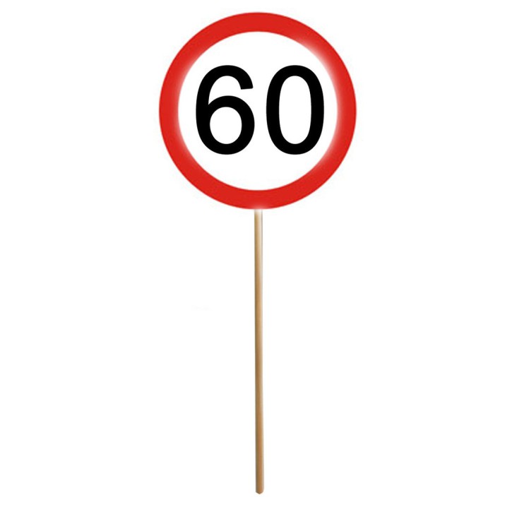 MINI SCHILD mit Stab zum 60. Geburtstag 1 Stück