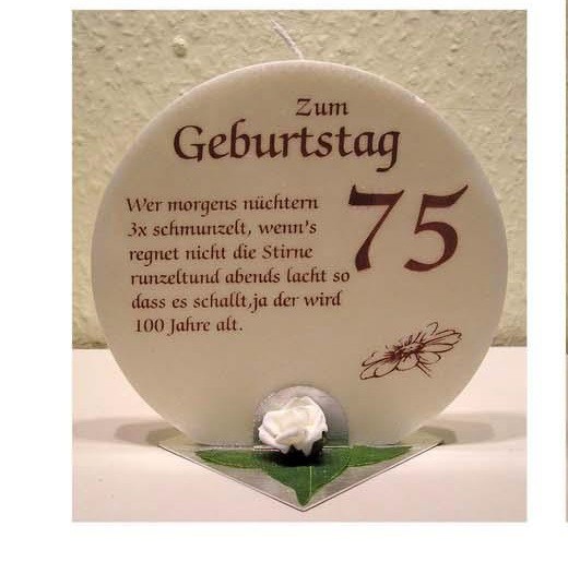 Geschenk Kerze zum 75. Geburtstag Grundpreis 139,30€/kg