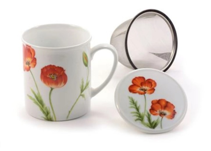Teetasse Becher Kräuterteetasse 3teilig Serie Poppy aus Porzellan ca. 0,25l