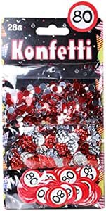 Udo Schmidt GmbH & Co Konfetti zum 80. Geburtstag, 3-Fach Sortiert, rot/silber