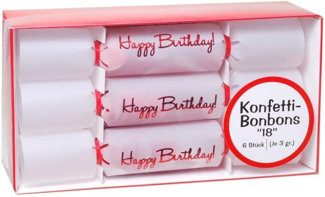 Set Konfetti-Bonbon  18 , 6-tlg. weiss/rot zum 18. Geburtstag