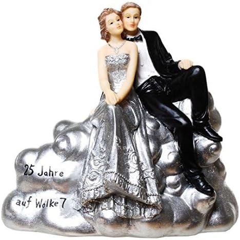 wunderschöne Spardose,Sparbüchse  Silber-Hochzeitspaar auf Wolke 7