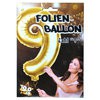 1 Stück Riesen-Folien-Ballon - 9 - Zahl neun- gold 1m groß