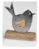 Vogel auf Sockel 16x14cm eine Kombination aus mattem Aluminium und massivem Mango-Holz