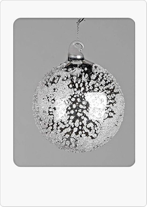 Deko-Kugel hängend 8cm Silberperlen glänzende Silberkugel aus Glas