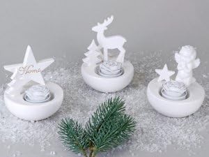 Teelichtleuchter weiss sortiert 1 von 3 Modellen Wichtelpräsent