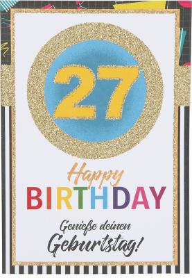 Geburtstagskarte Mit Plakativ Designten Zahlen Zum 27 Geburtstag