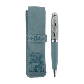 Bamboo Persönlicher  Kuli Kugelschreiber Stift mit Namen o. Spruch Personalisiertes Etui Monogramm-Design persönliches Geschenk (Kuli D)