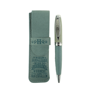 Bamboo Persönlicher  Kuli Kugelschreiber Stift mit Namen o. Spruch Personalisiertes Etui Monogramm-Design persönliches Geschenk (Kuli H)